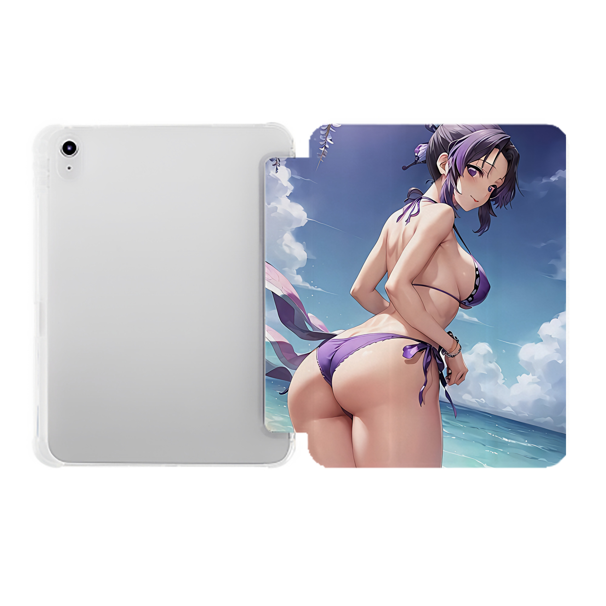 （画像用） 鬼滅の刃（きめつのやいば）蟲柱-胡蝶 しのぶ／こちょう しのぶ Kochou Shinobu IPad ケース ペン収納付き 三つ折りスタンド PUレザー×シリコン 対応機種9.5/10.5/10.9インチ
